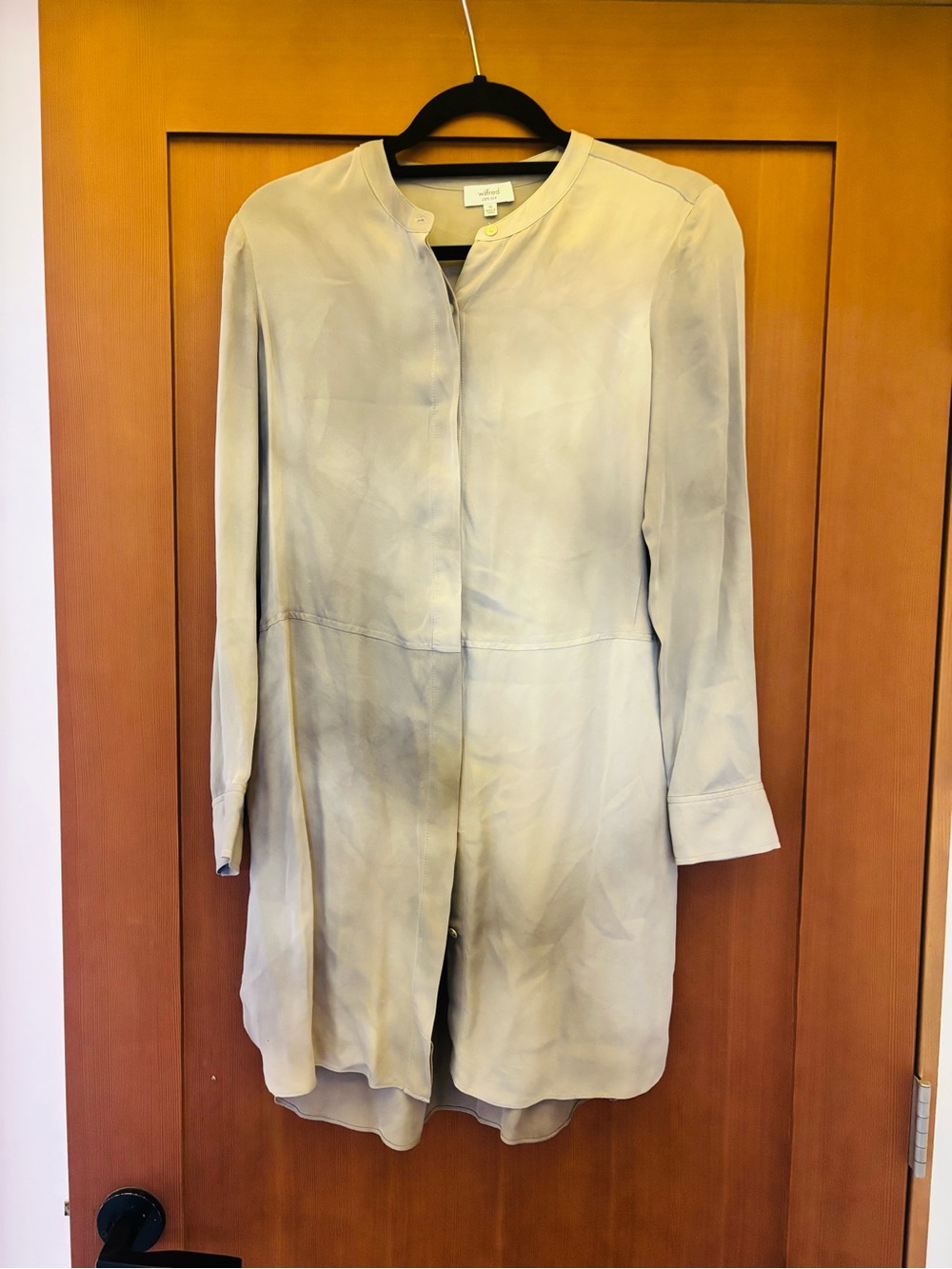 Aritzia Light Taupe Silk Shirt dress